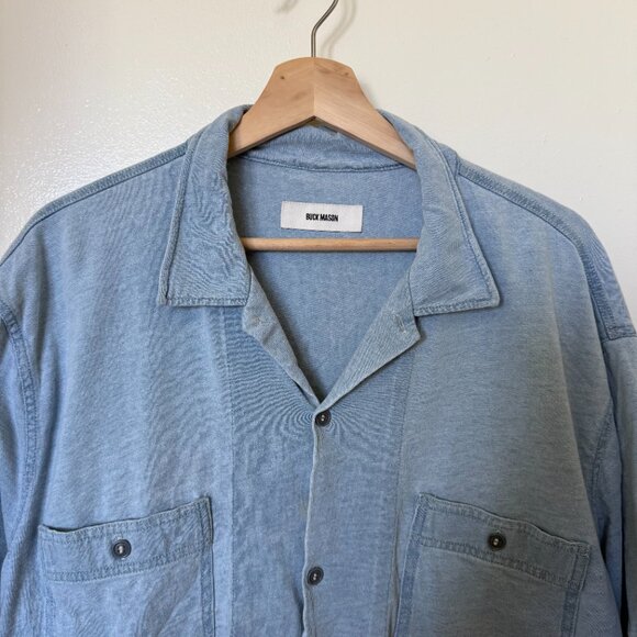 Buck Mason Chambray Blue Buttondown Shirt L - Picture 2 of 8